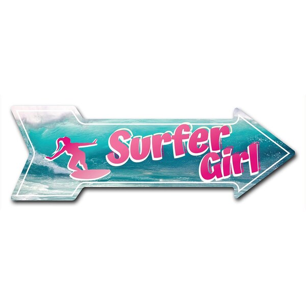 Signmission Surfer Girl Arrow Decal Funny Home Decor 18in Wide D-A-999584 - main